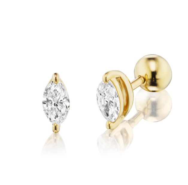 Marquise Ball Back Stud - Millo Jewelry