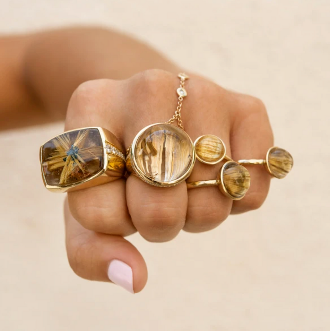 RUTILATED QUARTZ BASKET RING - Millo Jewelry
