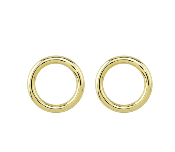 14K YELLOW GOLD POST BACK TUBE HOOPS - Millo Jewelry