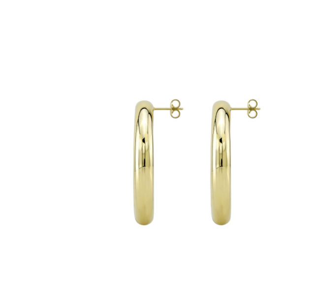 14K YELLOW GOLD POST BACK TUBE HOOPS - Millo Jewelry