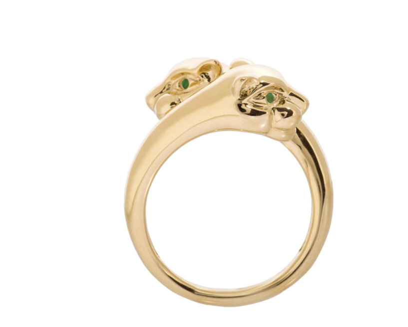 14K YELLOW GOLD EMERALD PANTHER RING - Millo Jewelry