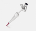 Load image into Gallery viewer, Black and White Diamond Long Sword with Ruby Drops Earstud - Millo Jewelry
