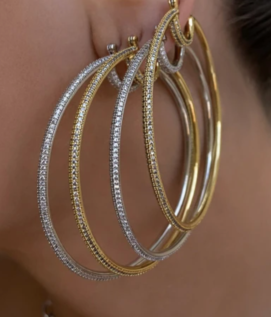 Stardust Pave Hoops - Millo Jewelry