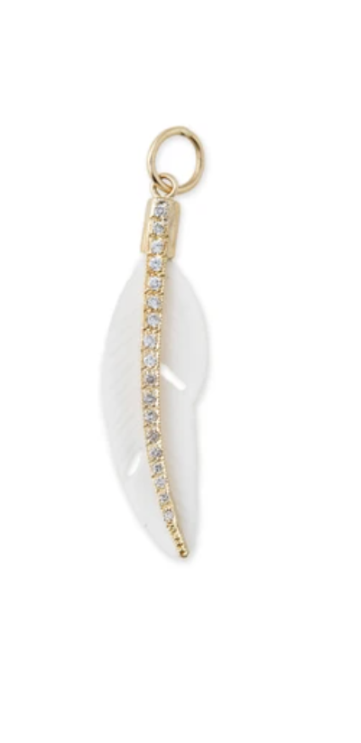 Pave Bone Feather Charm - Millo Jewelry