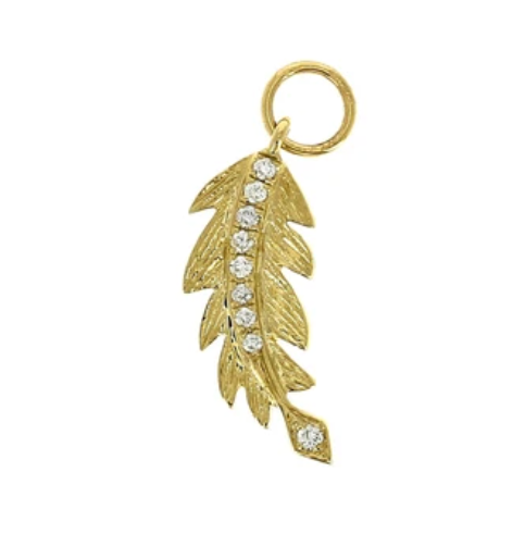 Small Etched Feather Pave Diamond Center - Millo Jewelry