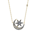 Load image into Gallery viewer, 18K Diamond Crescent Moonstar Necklace - Millo Jewelry