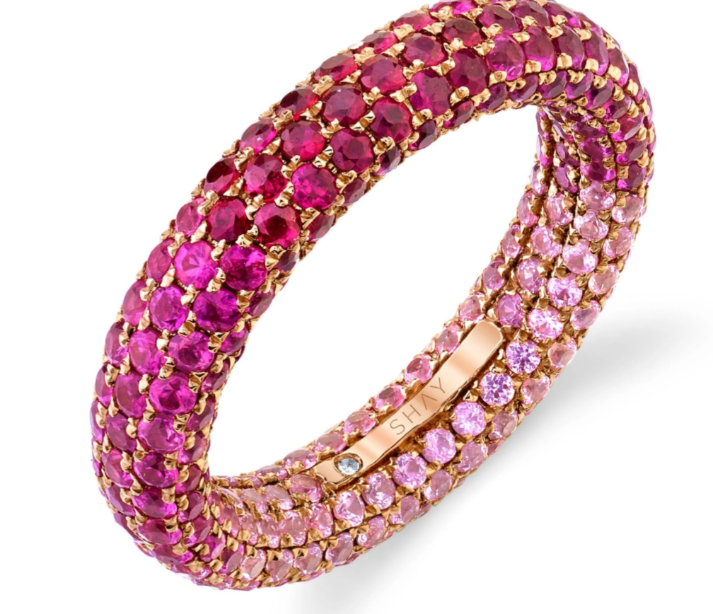 18KR Inside And Out Ombre Pink Sapphire Eternity Ring - Millo Jewelry