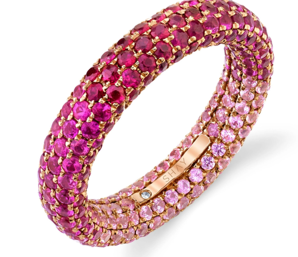 Pink Ombre Sapphire and Diamond Bracelet 18K Rose Gold / 6.75