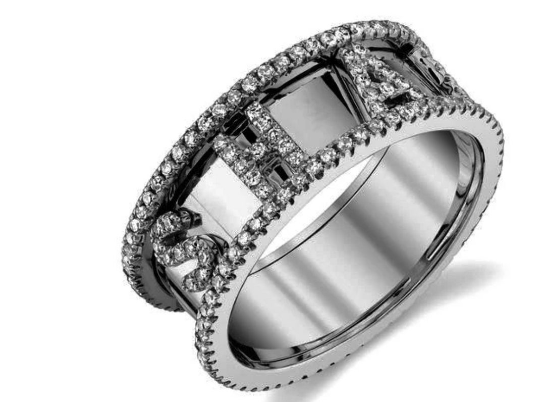 18K Diamond Nameplate Customizable Ring - Millo Jewelry