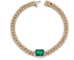 Load image into Gallery viewer, Emerald Center Pave Mini Link Bracelet - Millo Jewelry