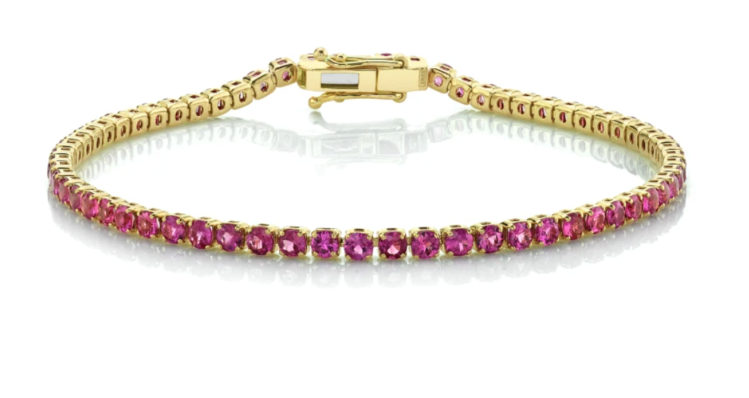 18K Mini Pink Sapphire Tennis Bracelet - Millo Jewelry