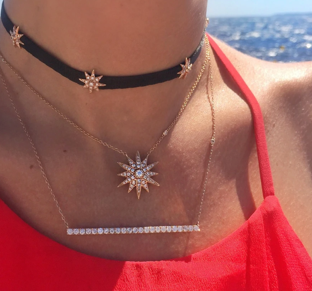 18KY Diamond Starburst Necklace - Millo Jewelry