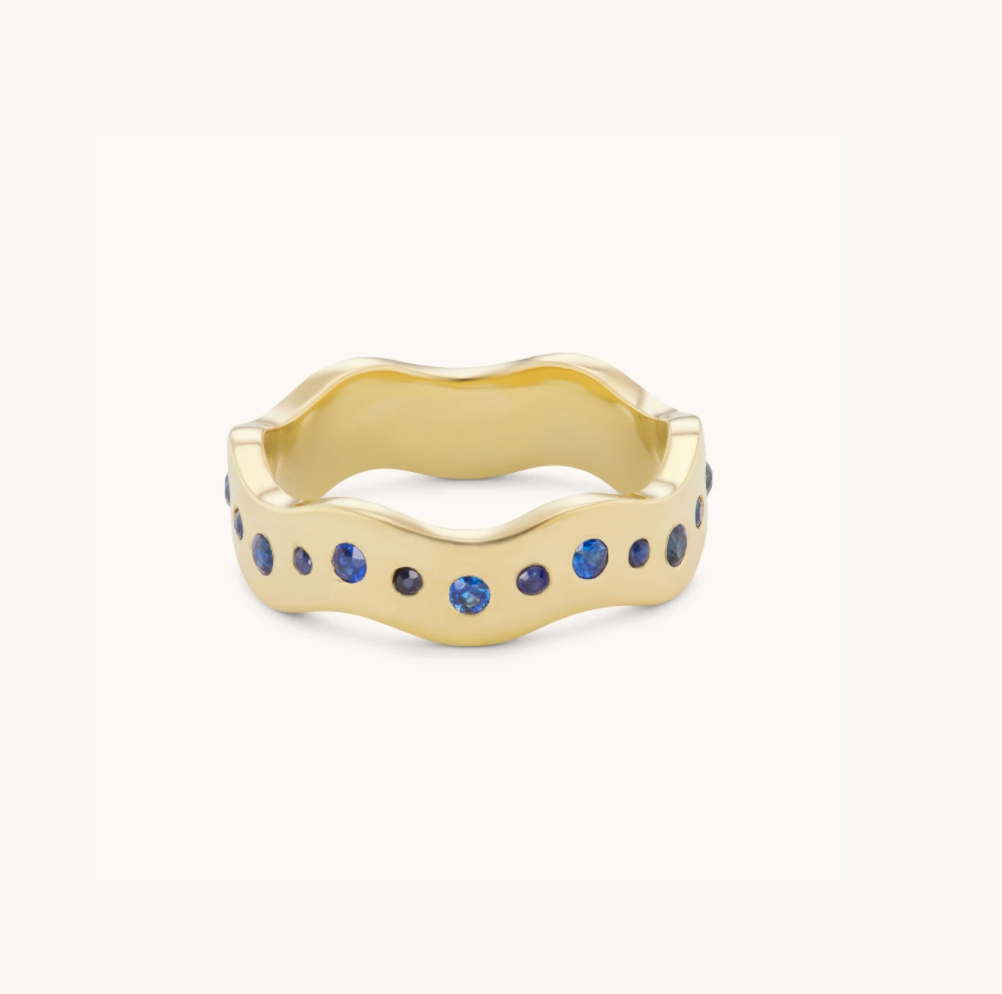 Blue Sapphire Wave Band V - Millo Jewelry