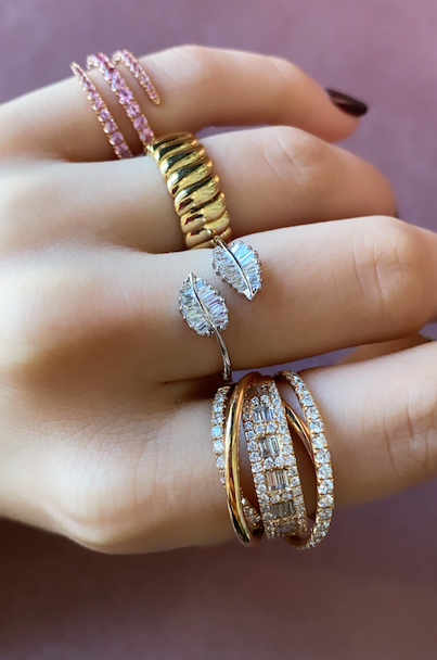 SMALL PALM LEAF DIAMOND RING - Millo Jewelry
