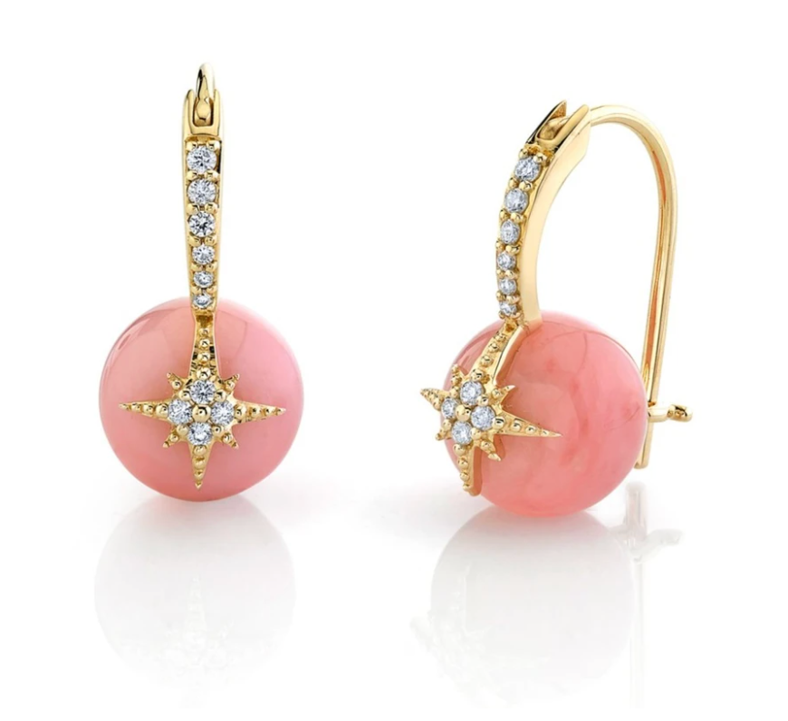 Pave Starburst Earrings- Pink Opal - Millo Jewelry