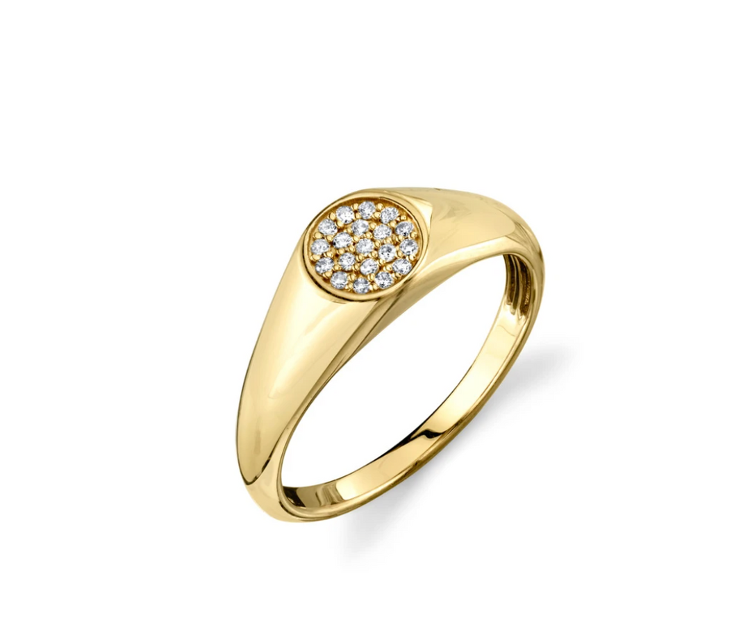 Mini Round Pave Signet Ring - Millo Jewelry