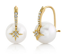 Load image into Gallery viewer, Pave Starburst Bead Earring - Pearl Round - Millo Jewelry