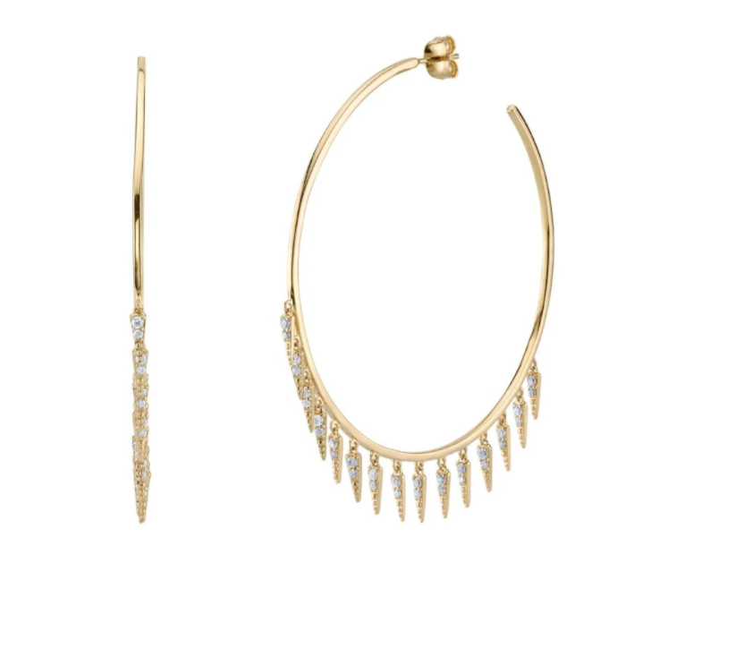 GOLD & DIAMOND FRINGE LARGE HOOPS - Millo Jewelry