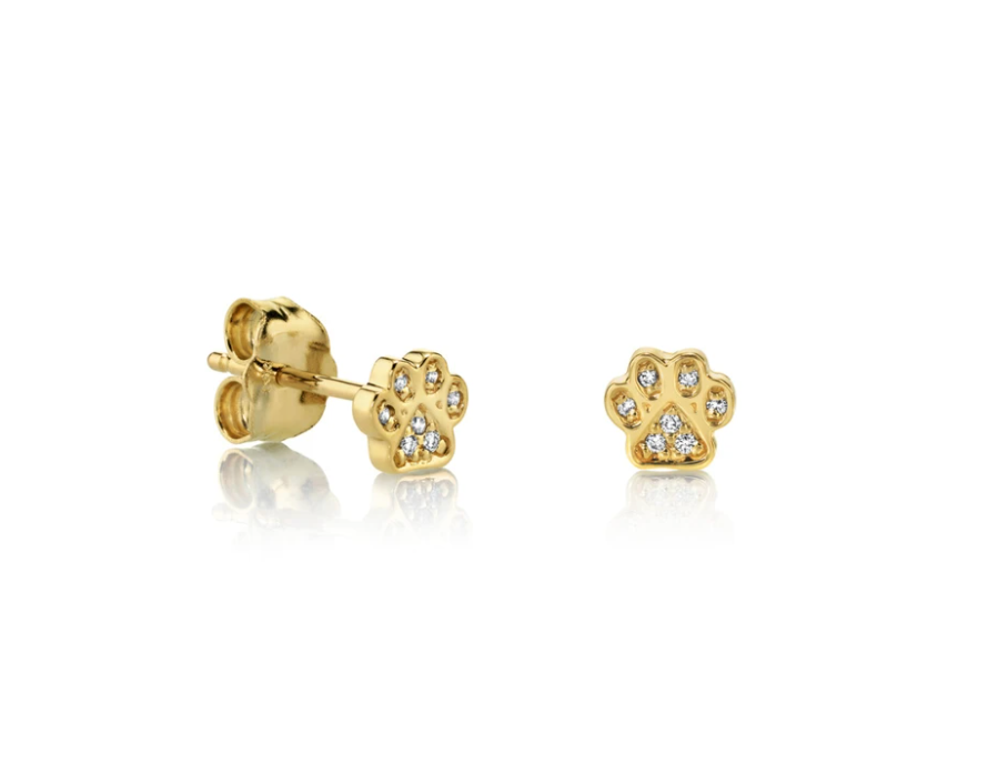 GOLD & DIAMOND MINI PAW STUD EARRINGS - Millo Jewelry