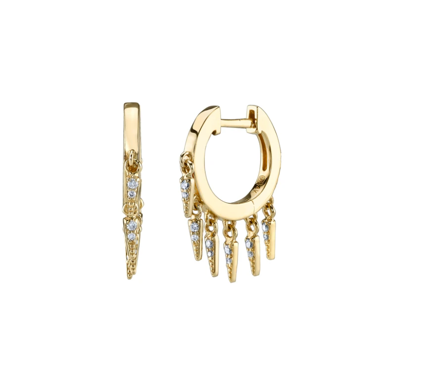 GOLD & DIAMOND FRINGE HUGGIE HOOPS - Millo Jewelry