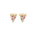 Load image into Gallery viewer, GOLD DIAMOND &amp; RUBY PIZZA SLICE STUD EARRINGS - Millo Jewelry