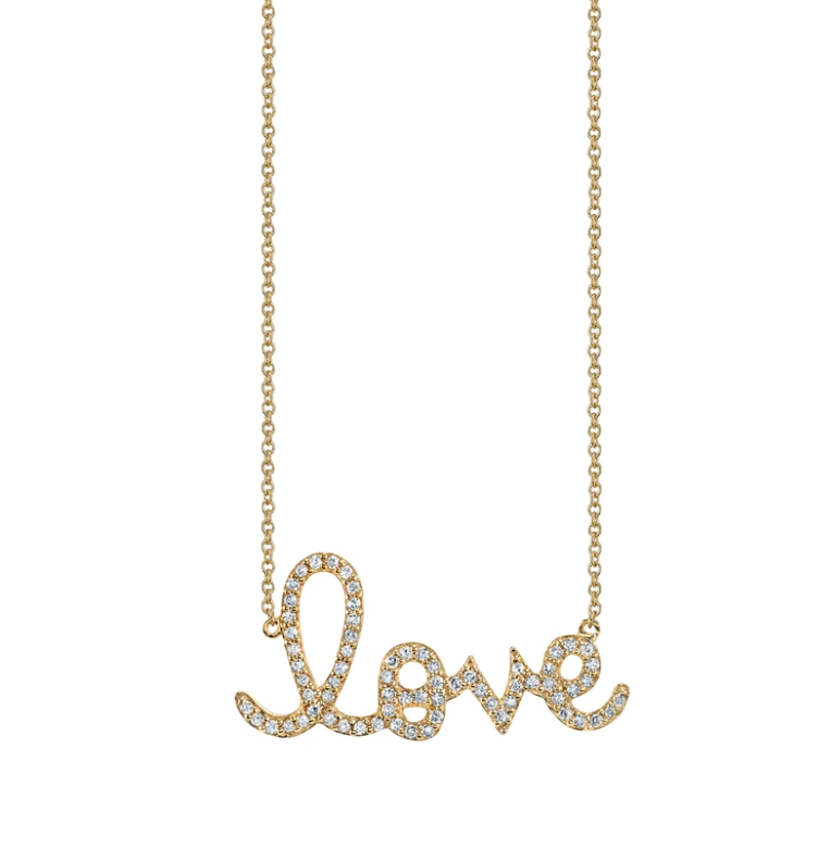 GOLD & DIAMOND LARGE LOVE NECKLACE - Millo Jewelry