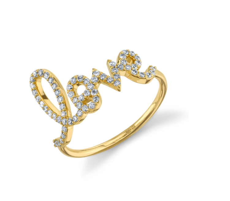 GOLD & PAVÉ DIAMOND LARGE LOVE RING - Millo Jewelry