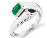 Load image into Gallery viewer, EMERALD &amp; BLUE SAPPHIRE MIXED BYPASS PINKY RING - Millo Jewelry
