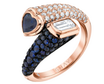 Load image into Gallery viewer, DIAMOND &amp; BLUE SAPPHIRE MIXED BYPASS PINKY RING - Millo Jewelry
