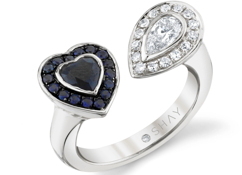 DIAMOND & BLUE SAPPHIRE TWIN PINKY RING - Millo Jewelry