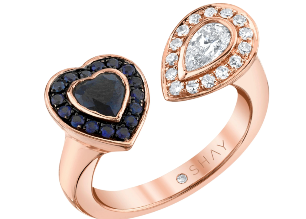 DIAMOND & BLUE SAPPHIRE TWIN PINKY RING - Millo Jewelry