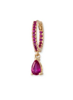 Load image into Gallery viewer, PAVE PINK SAPPHIRE + PINK SAPPHIRE TEARDROP MINI HOOP - Millo Jewelry
