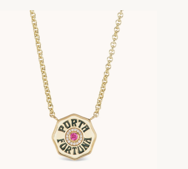 Mini Pink Tourmaline Porta Fortuna Necklace - Millo Jewelry