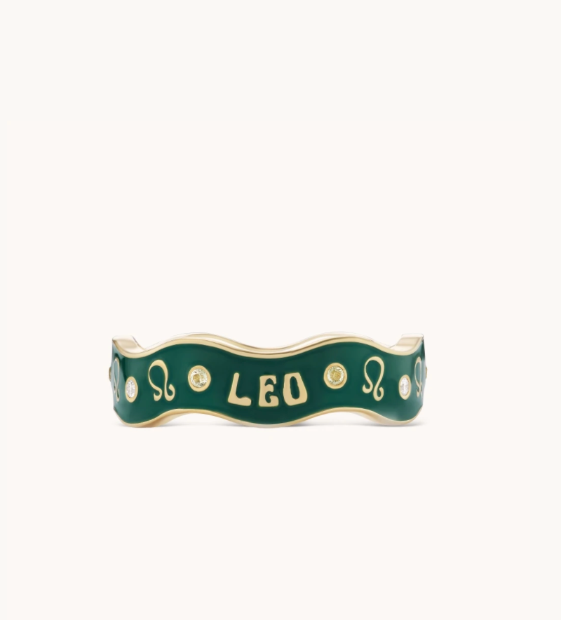 Leo Zodiac Enamel Wave Band V - Millo Jewelry