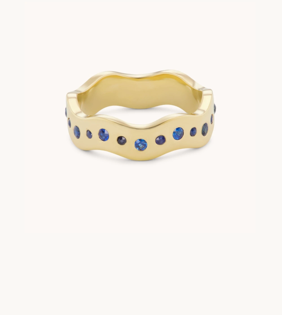 Blue Sapphire Wave Band V - Millo Jewelry