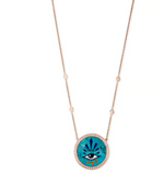 Load image into Gallery viewer, SMALL PAVE 3 HEARTS EYE BURST TURQUOISE INLAY NECKLACE - Millo Jewelry