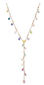 Load image into Gallery viewer, MULTI SHAPE GEMSTONE + DIAMOND SHAKER Y NECKLACE - Millo Jewelry
