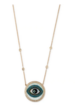 Load image into Gallery viewer, SMALL PAVE STAR + MOON EYE OPAL INLAY NECKLACE - Millo Jewelry
