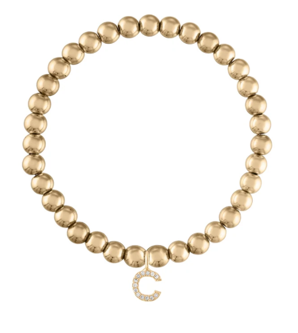 6MM Gold Ball Initial Bracelet - Millo Jewelry