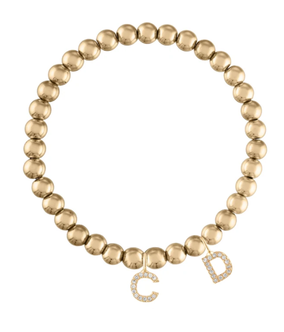 6MM Gold Ball Initial Bracelet - Millo Jewelry