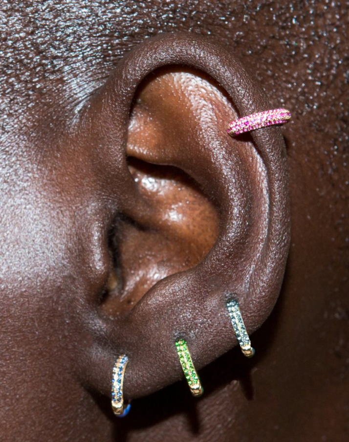 Enamel Sparkle Huggies in 14K Gold - Millo Jewelry
