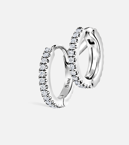 Diamond Eternity Double Linked Hoop Earring and Cuff - Millo Jewelry