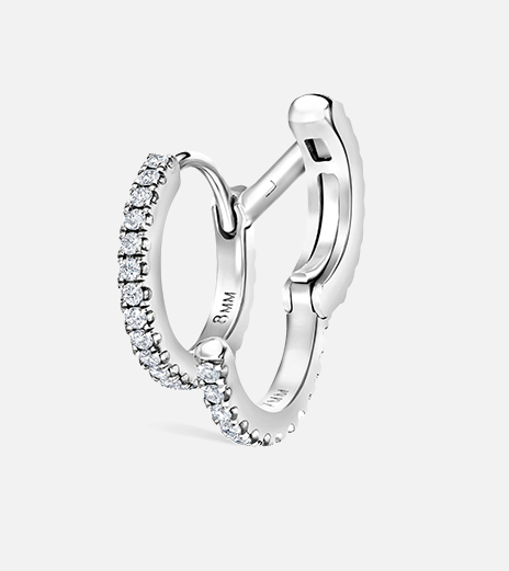 Diamond Eternity Double Linked Hoop Earring and Cuff - Millo Jewelry