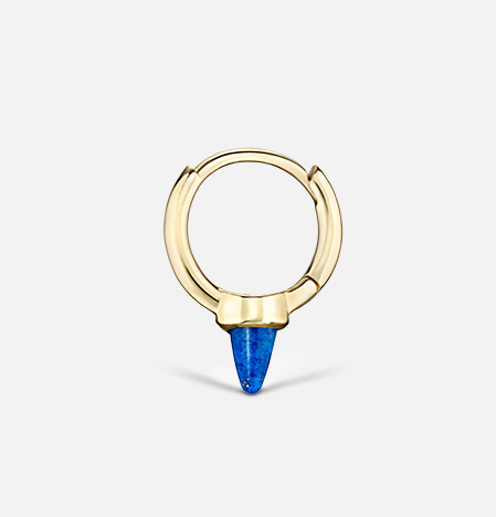 6.5mm Single Short Lapis Spike Non-Rotating Hoop Earring - Millo Jewelry