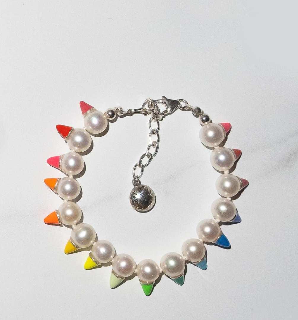 Enamel Studded Pearl Bracelet - Millo Jewelry
