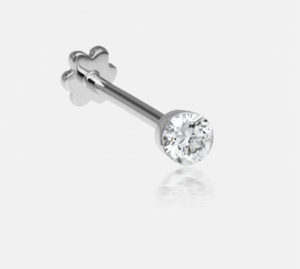 3mm Invisible Set Diamond Threaded Stud - Millo Jewelry