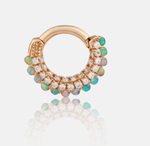 Load image into Gallery viewer, 5mm Opal and Diamond Pavé Earring (Bottom Hinge) - Millo Jewelry
