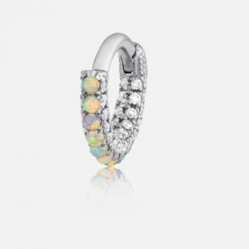 5mm Opal and Diamond Pavé Earring (Bottom Hinge) - Millo Jewelry
