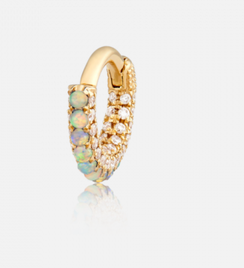 5mm Opal and Diamond Pavé Earring (Bottom Hinge) - Millo Jewelry