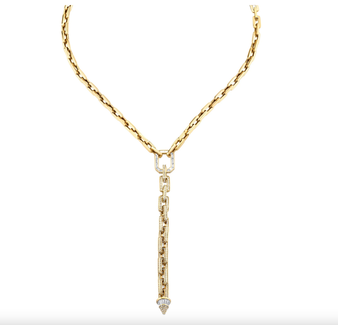 Diamond Mini Deco Link Lariat - Millo Jewelry